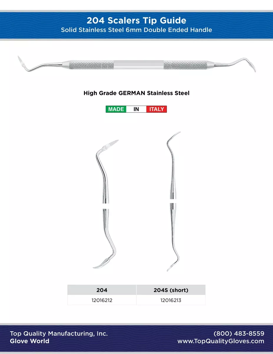 204 Scalers - Double Ended Solid Stainless Steel Handle