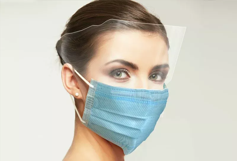 Anti-Fog Earloop Mask with Half Face Shield ASTM 3