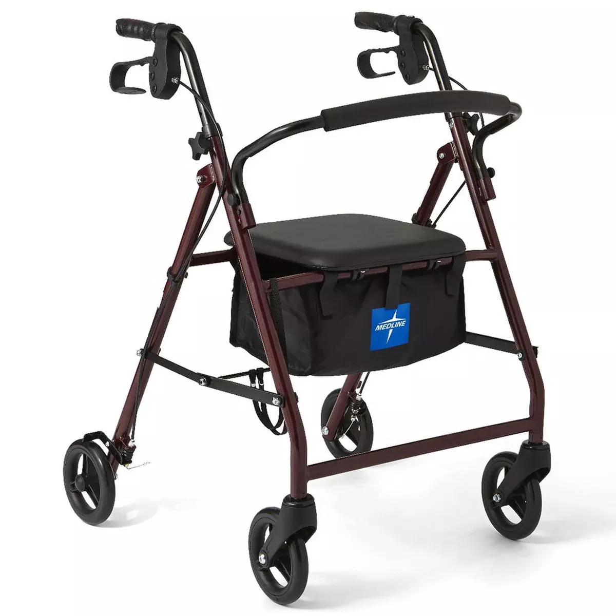 BASIC STEEL ROLLATOR WITH 6" WHEELS, BURGUNDY