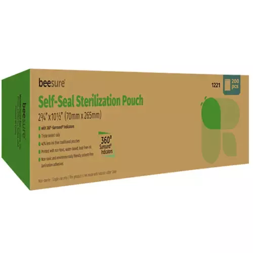 BeeSure Self-Seal Sterilization Pouches, 2¾” x 10½”, 200/Box, BE1221