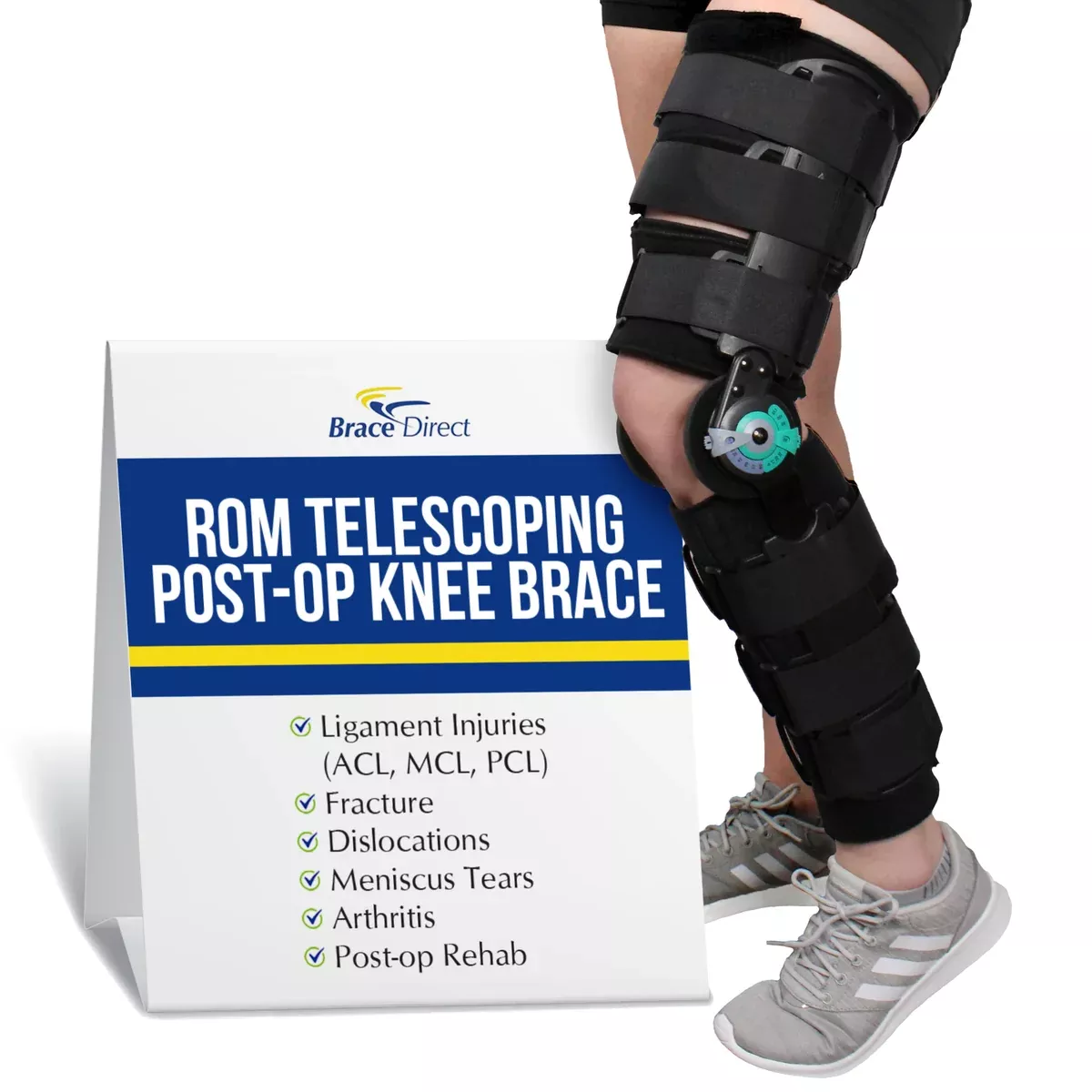 Brace Direct Post Op ROM Hinged Telescoping Knee Brace - Complete Support for Surgery & Injury Recovery