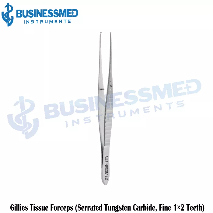Gillies Tissue Forceps Serrated Tungsten Carbide,1×2 Teeth