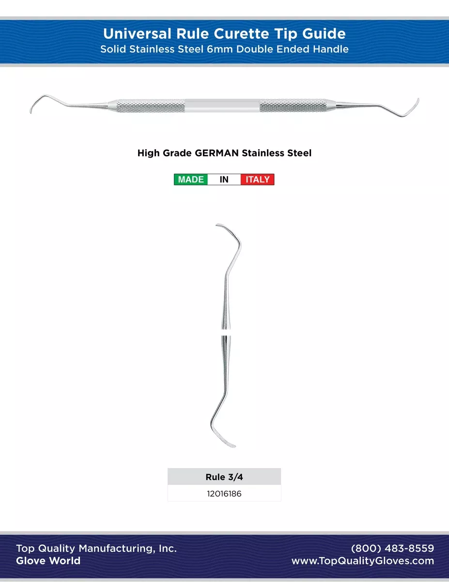 Universal Rule Curette - Solid Stainless Steel Handle - 3/4 - (Sale)